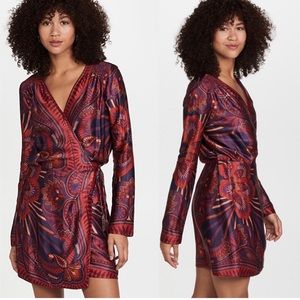 FARM RIO  Macaw Arabesque Wrap Mini Dress